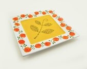 Birthday plate - Little hand painted personalized porcelain plate with names and birthday message - Orange roses