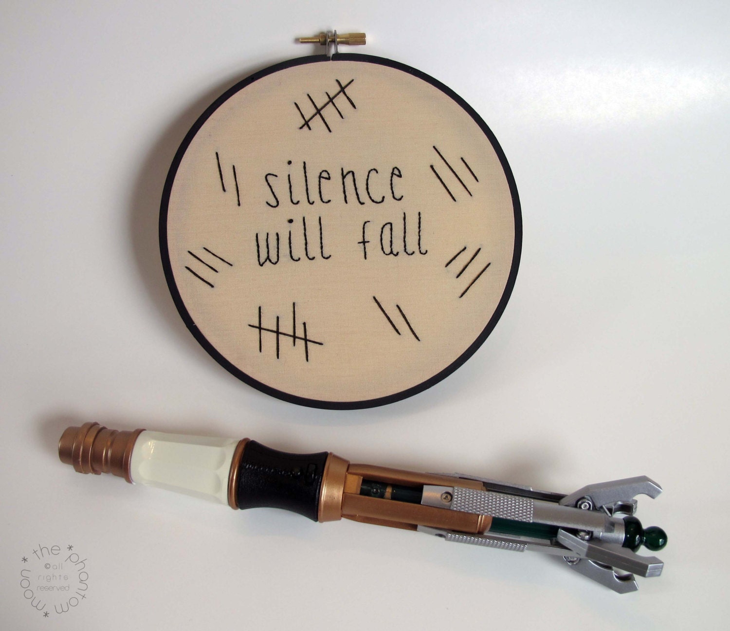 Silence Will Fall - Doctor Who Inspired Embroidery Hoop Art