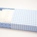 Felt mouse plush white blue miniature gingham in match box bed