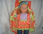Doll Carrier in Amy Butler Tumbling Rose print with tangerine accents.