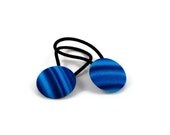 Pair of Covered Button Hair Ties, Blue Stripes