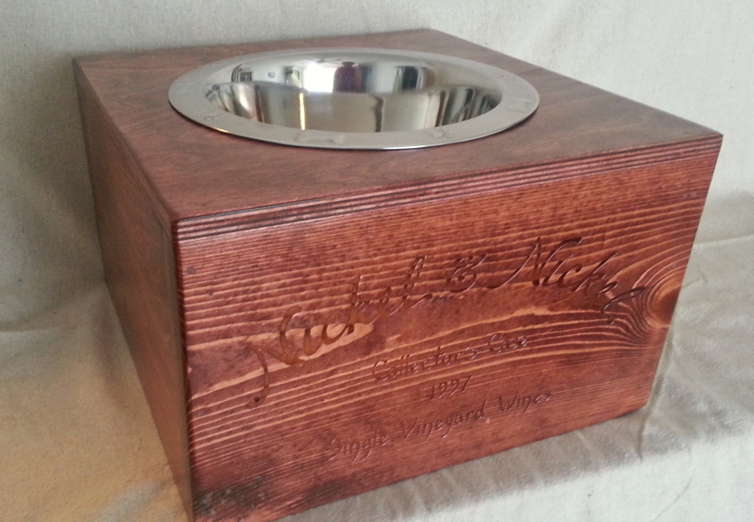 Wine Crate Pet Bowl- Authentic Nickel & Nickel