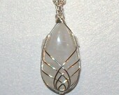 Rainbow Moonstone Wire-Wrapped Pendant