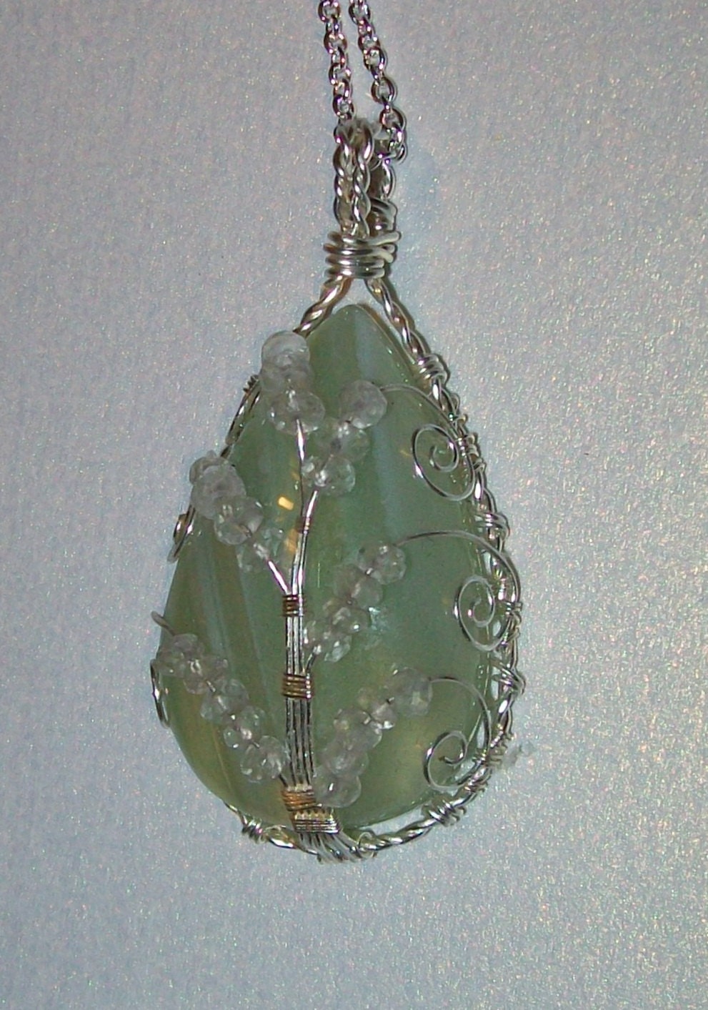Green Onyx Floral Pendant