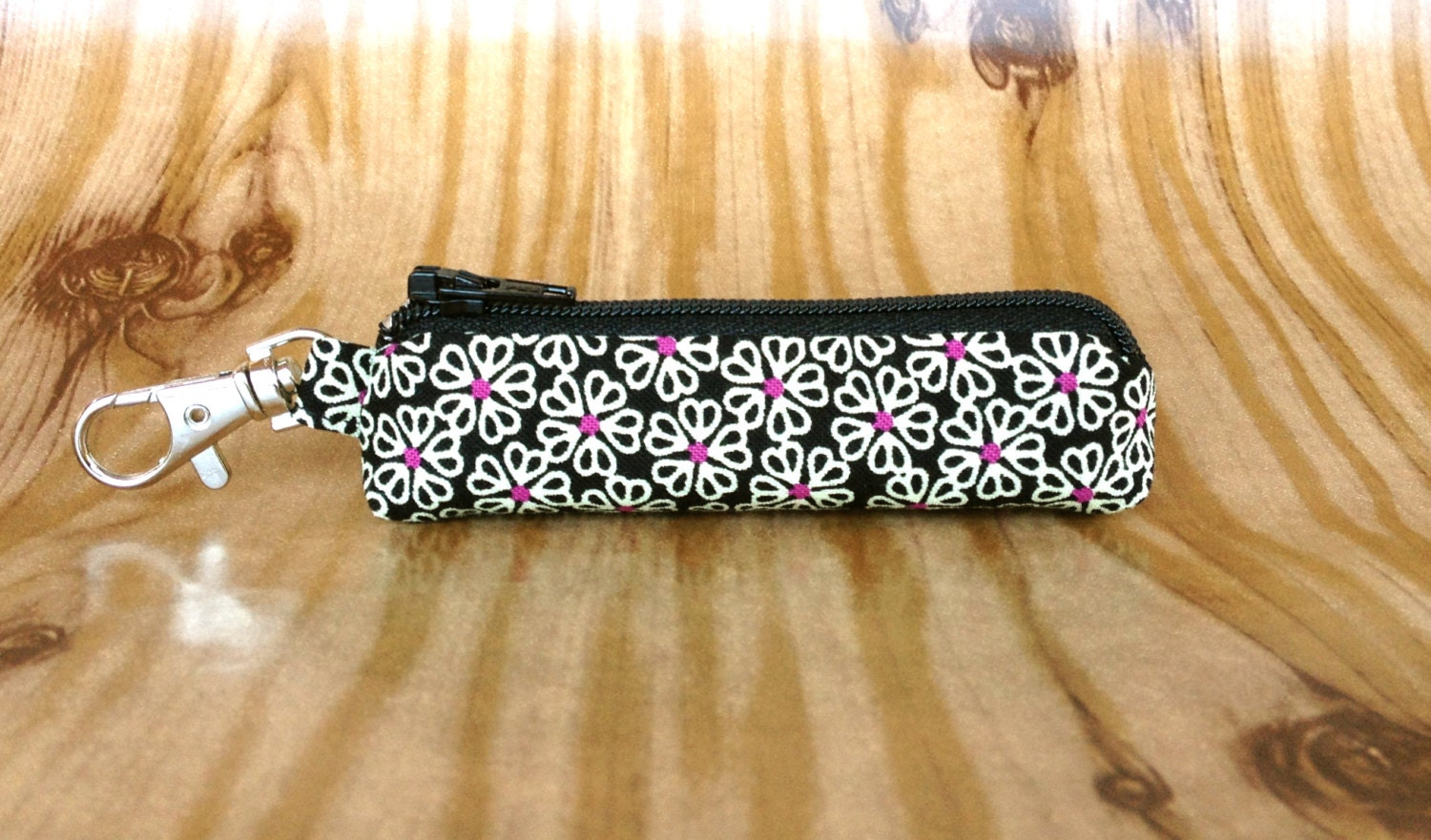 Lip Balm Holder  - Clip for Key Ring or Bag - Vanilla Flowers