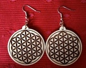 Flower of Life Maple Wood Earrings