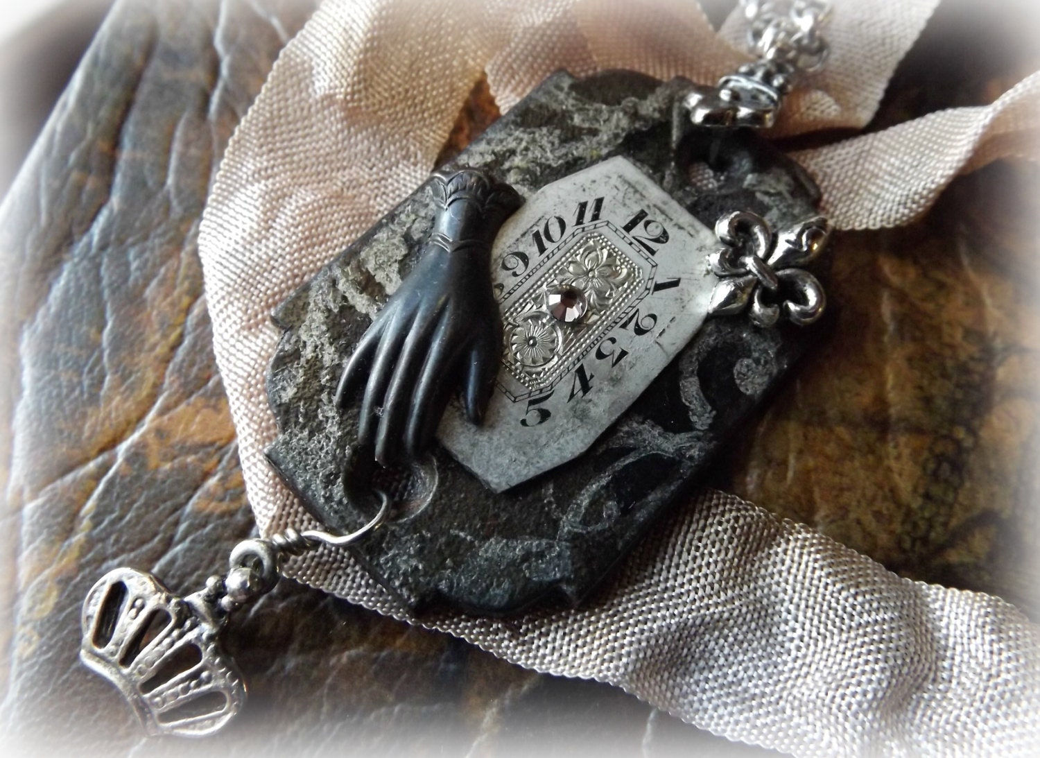 Found object jewelry, steampunk necklace, Paris inspired