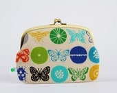 Maxi siamese - Echino Insect dots in green - double metal frame purse