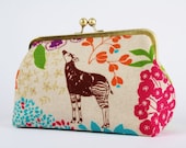 Cosmetic pouch - Echino Savannah on natural - metal frame clutch bag