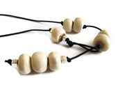 Chunky Leather and African Bone Bead Lariat