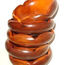 4 vintage Mid Century Modern Wooden Salad Bowls