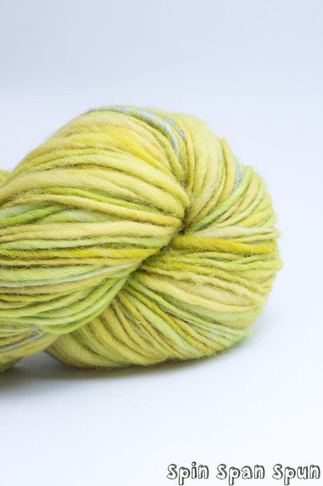 LemonCurd, Big Skein, HandSpun and Hand dyed Wool, Single, Bulky, 175 yards