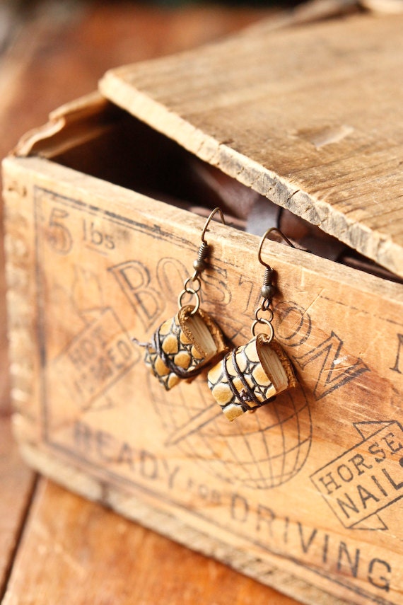 Mini Leather Journal Earrings