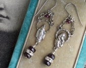 Words of Wisdom - Vintage Assemblage Mary Medal Earrings