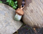Green Jasper Acorn Pendant
