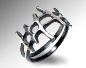 SAMURAI Mens Sterling Silver Ring,  Unique Mens Ring, Large men black ring,  Contemporary Italian Jewelry