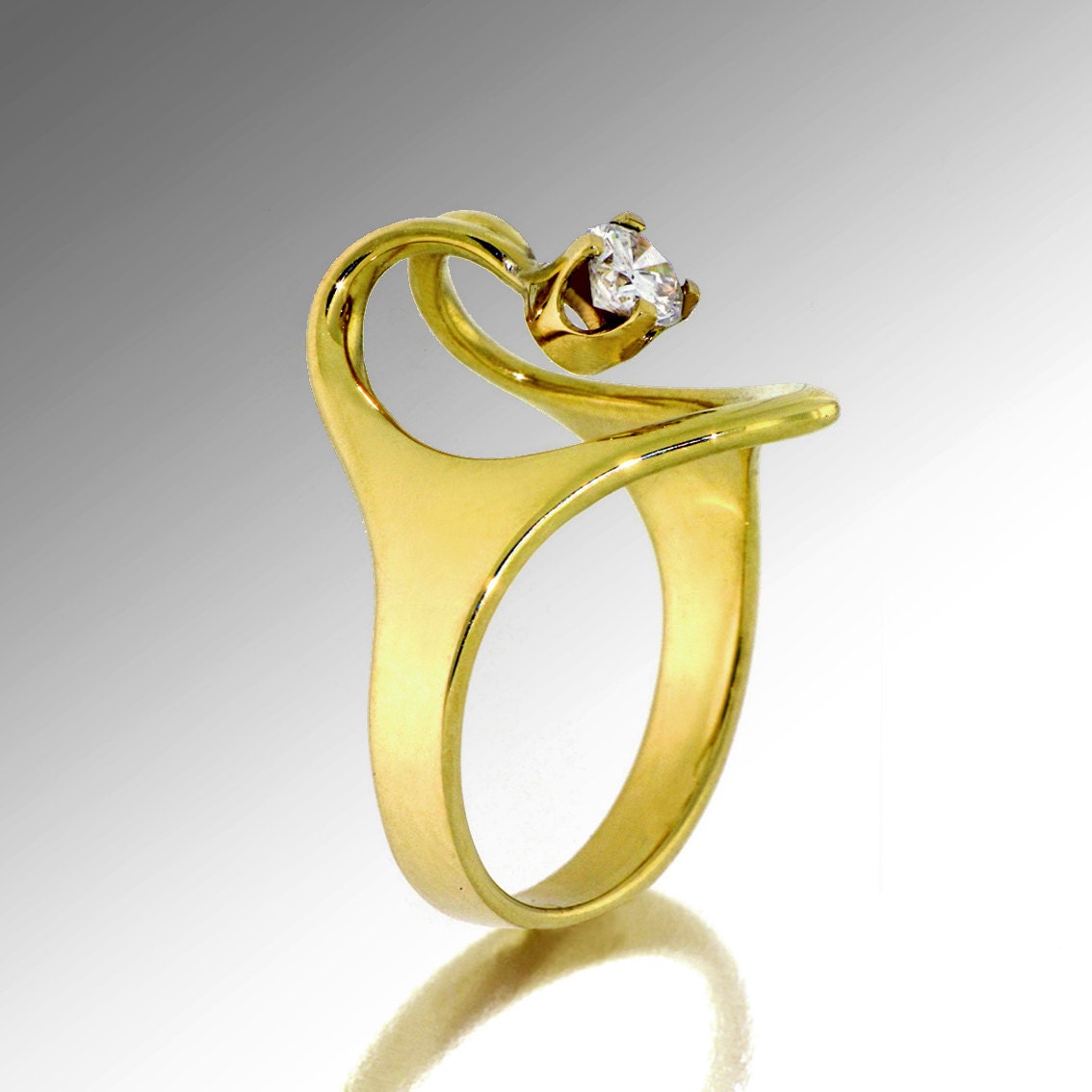 ISIS Solitaire Diamond Ring, 18k Gold Ring, Unique Engagement Ring, designer diamond rings  Arosha Italian fine jewelry