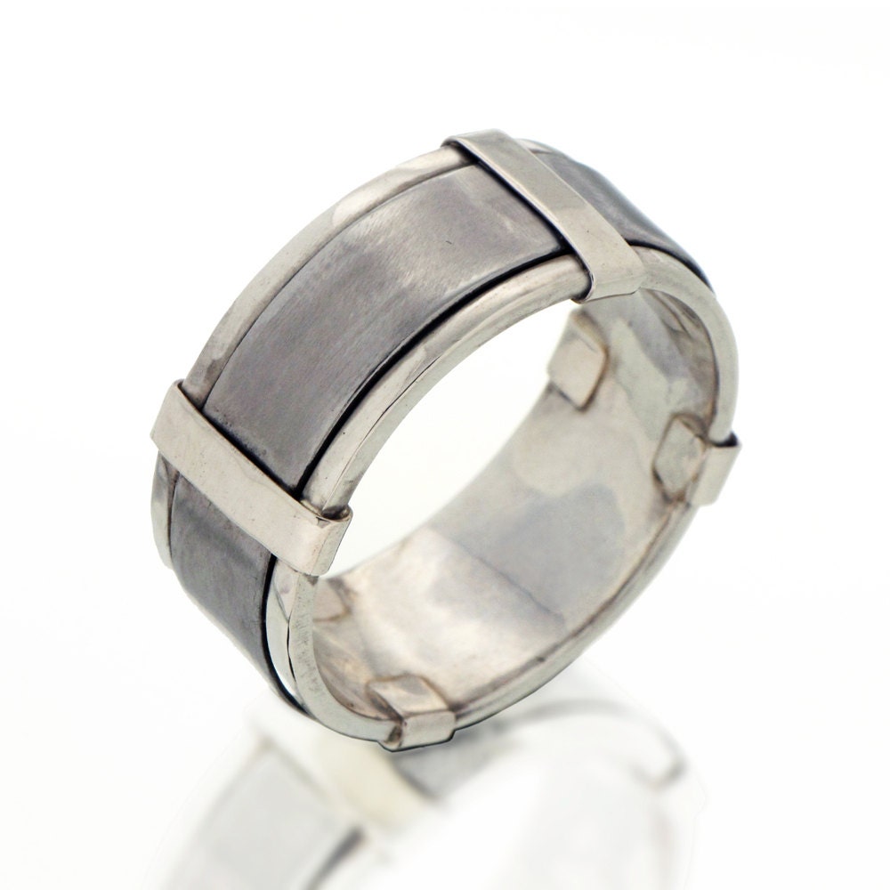 Men's Wedding Band, Sterling Silver Wedding Band for men, Stainless Steel band, 9mm Wide Band