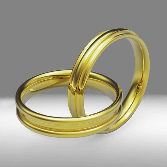 YIN  YANG unique wedding ring set,  yellow gold wedding bands, Designer wedding rings, Wedding bands set