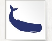 Mod Whale 12x12" Print - Modern Square Animal Silhouette Art in Your Choice of Color - Nautical Safari Kids Room