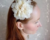 Romantic Lace Corsage Headband in Ivory  Vintage inspired Wedding Photo Prop