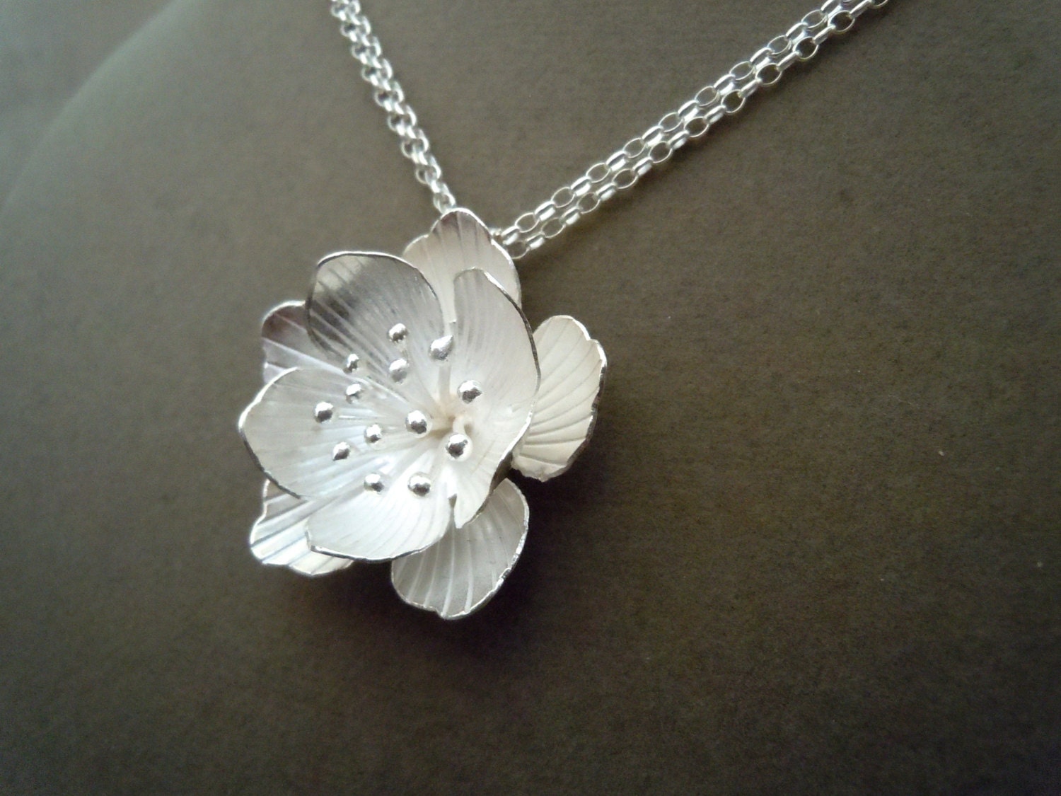 Lotus Flower -- One of a Kind -- Sterling Silver Sculpted Flower Multi Strand necklace