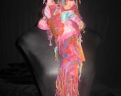 Mardi Gras Recycled Silk and Merino wool Felted Scarf