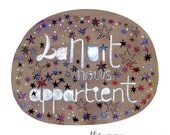 Watercolor Art Print "La Nuit Nous Appartient"/Star Night Sky Poster Kids Wall Art/French Quote Children Home Decor