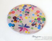 Watercolor Dots Pocket Mirror/Illustrated Rainbow Geometric Mirror/Multicolor Dots Pocket Mirror/75 mm Mirror
