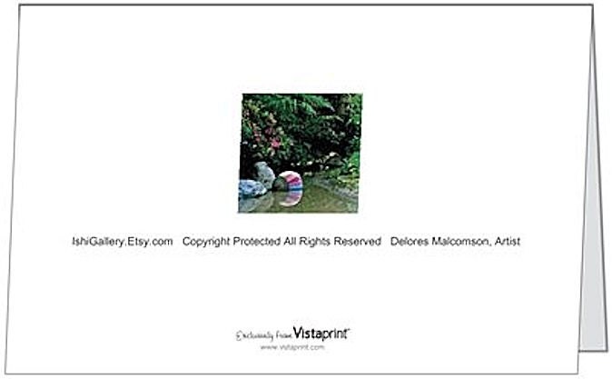 Note Card, Blank, Folded, Unique Garden Pond Scene Photo, 5" by 7", with Envelope