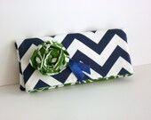 Set of 4 Navy/Green Clutches : Perfect for your Bridesmaids (Ready to Ship) or (Design your Own)
