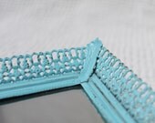 Small Aqua Vintage Mirrored Vanity Tray