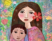 Mom and Son Ceramic Tile Small