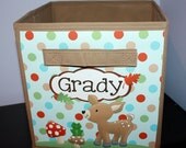 Forest Animal Woodland Friends Fabric Bin Kid's Bedroom Baby Nursery Organizer for Toys or Clothing
