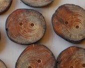 8 Pine Wooden Buttons, 1 3/8 Inch (35 mm)