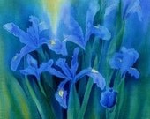 Greetings Cards pack of 3 Pink Iris, Parrot Tulip,  Hibiscus, from silk paintings