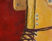 Cargo Boot - Series Unusual Flower Pot, Art, Painting,  Acrylic, Still Life, original painting, Decor, art, flowers, canvas, interior decor
