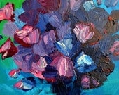 Art, Painting, Still life, flowers, floral, acrylic painting, gift, home decor, Decor, abstract, lilac, blue, red