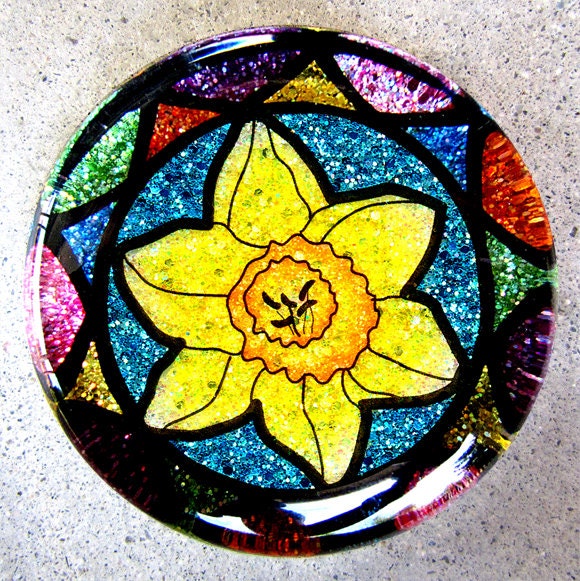 Glitter Yellow Daffodil Paperweight