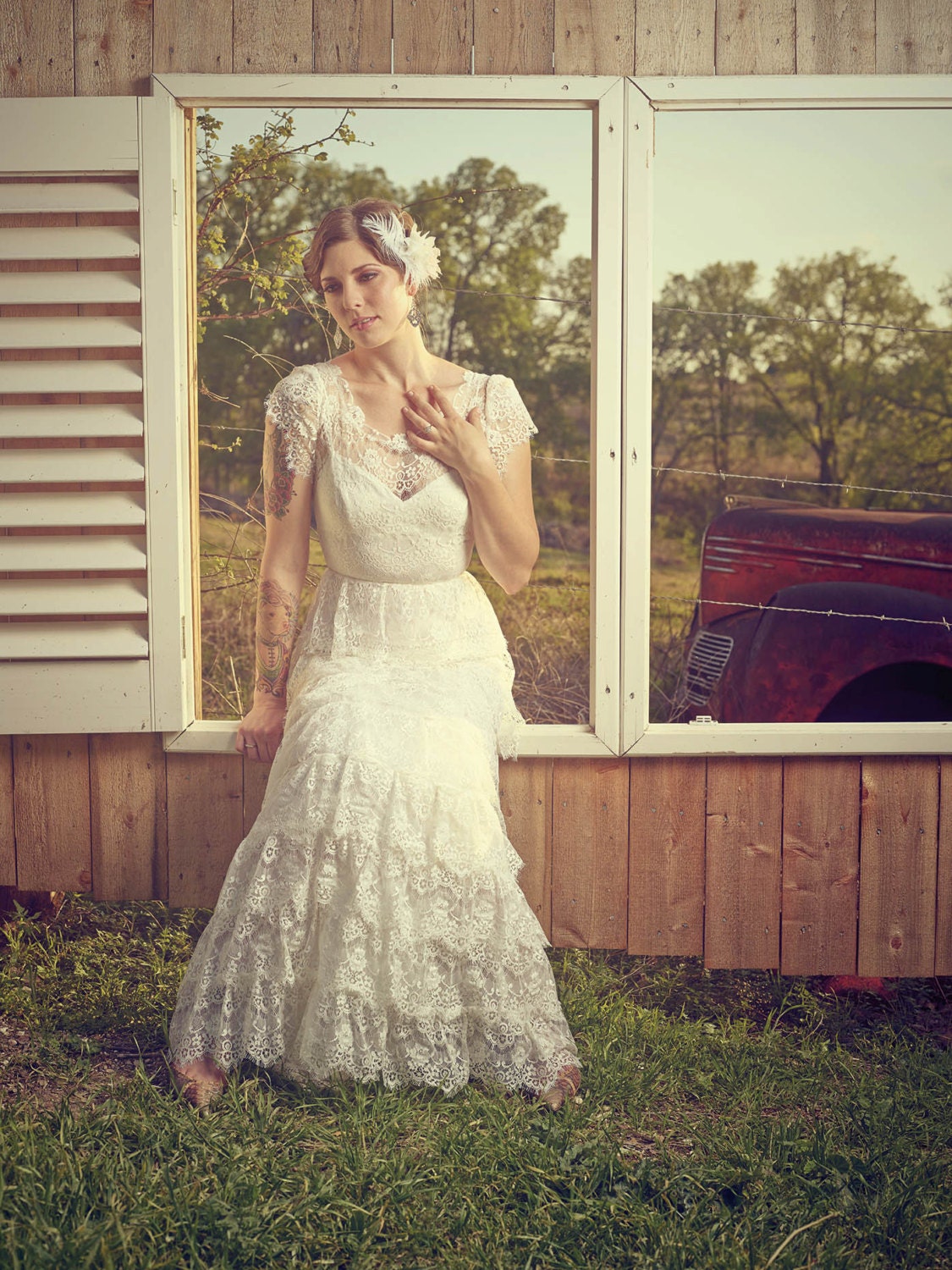 Analise - Ruffled Lace Wedding Dress