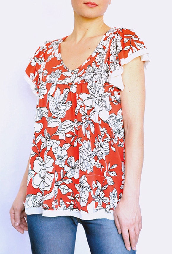 Floral Femme Top 2013 Trends in Regular and Plus Size Immediate Delivery