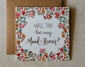 Will You Be My Maid of Honor Floral Calligraphy Card
