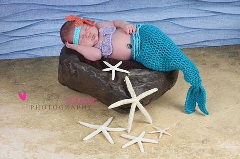 On Sale Mermaid Tail Cocoon Costume, Photography Prop, 0 to 3 Months