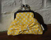 Clutch - Coin Purse - Yellow Polka Dot with Bow
