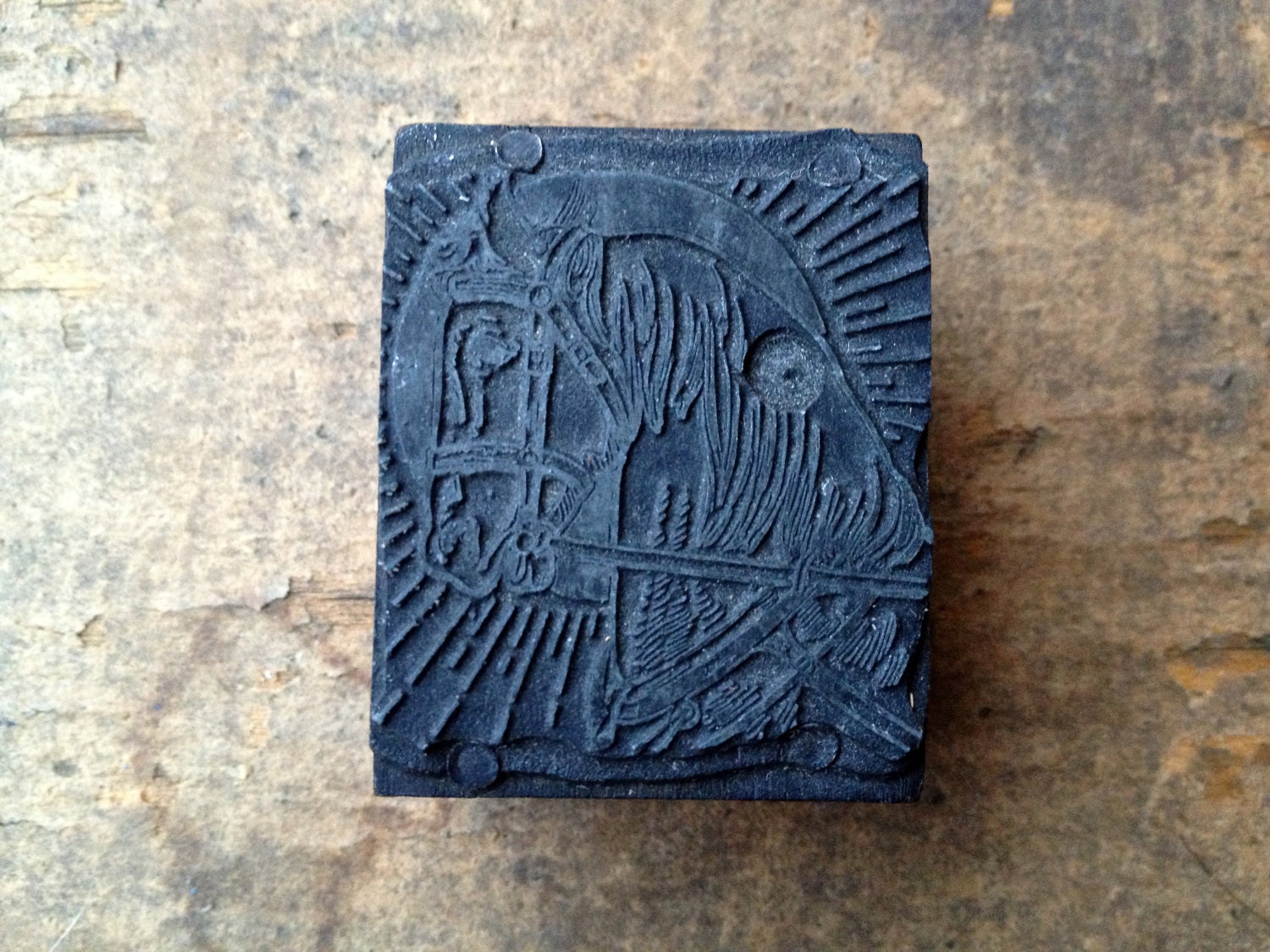 Vintage PRINTERS BLOCK - Horse