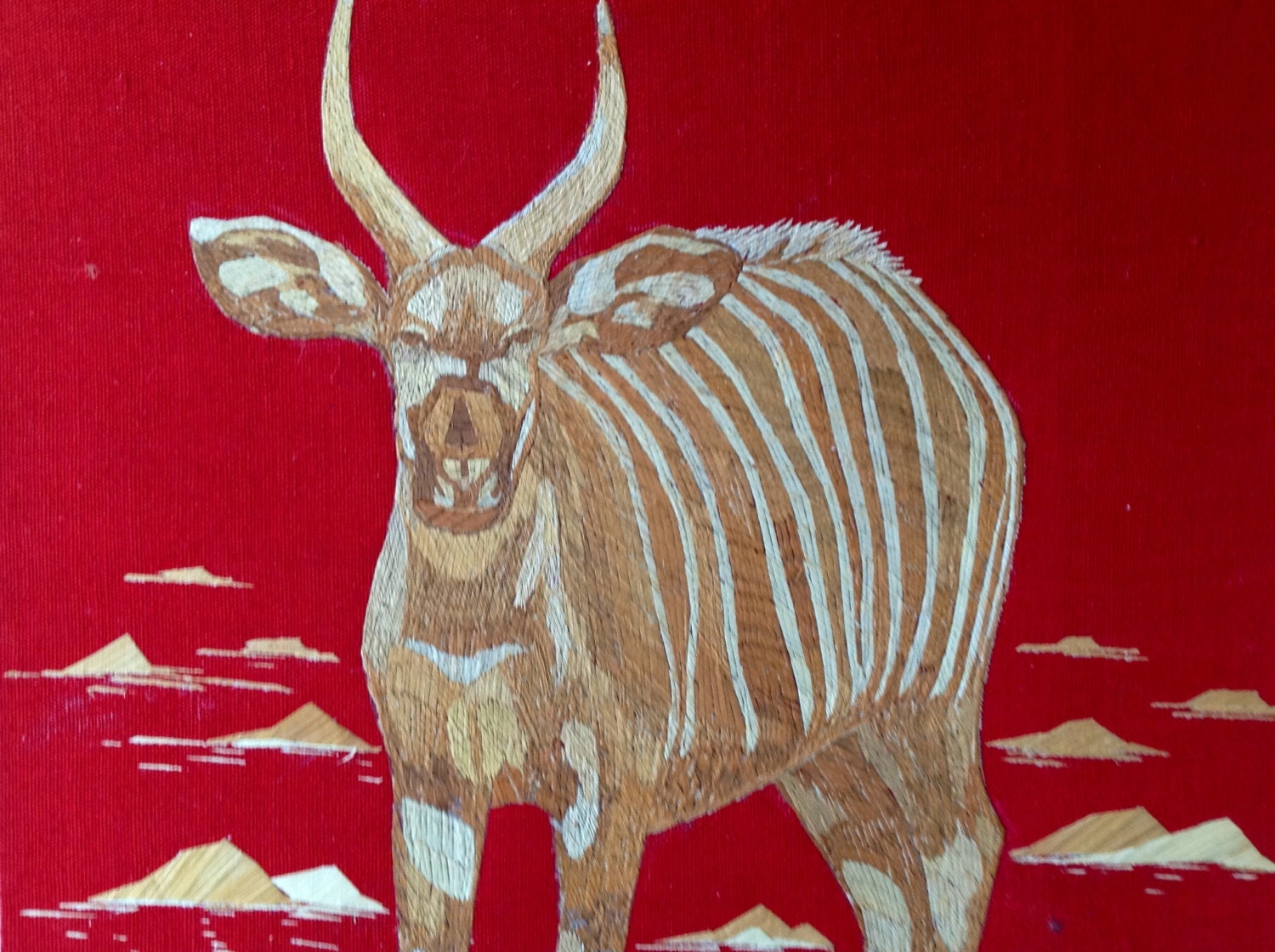 Wild life Rice straw art Value 159 for sale 69 dollars Size 8 X 10 inches.  Collectors best value