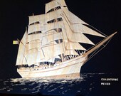 CUAUHTEMOC sailing ship of Mexico. Handmade leaf art collectible. nautical art  Mexico ship