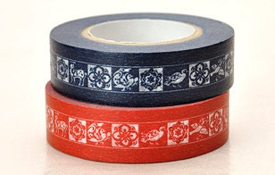 Japanese Washi Masking Tape - Animals & Flowers - Set 2