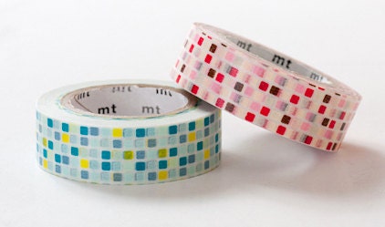mt Washi Masking Tape - Pink & Green Tiles - Set 2