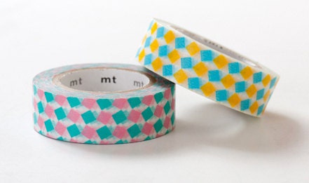 mt Washi Masking Tape - Yellow & Pink Squares - Set 2
